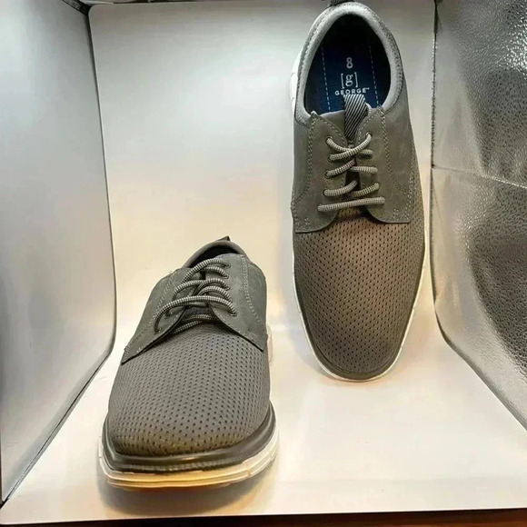G GEORGE SZ 8 GREY FABRIC &NUBUK CASUAL LIGHTWEIGHT MENS SHOES STYLISH  NWOT - Picture 2 of 7